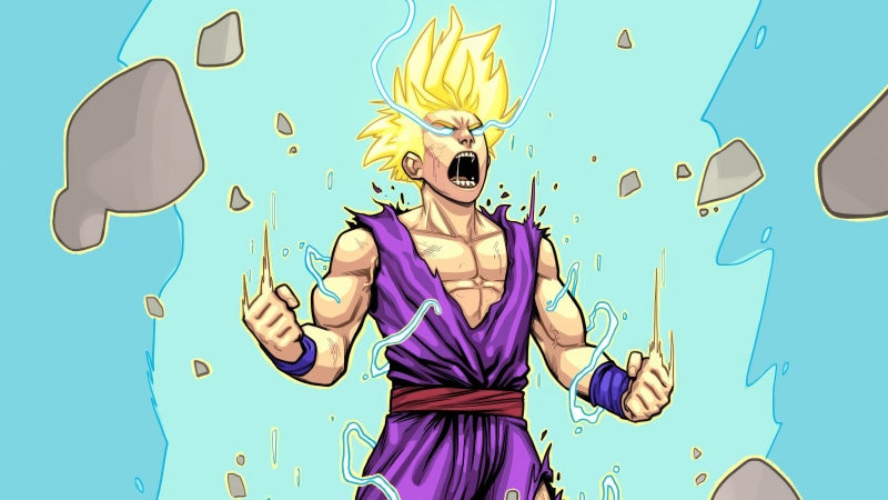 Gohan from Dragon Ball powering up