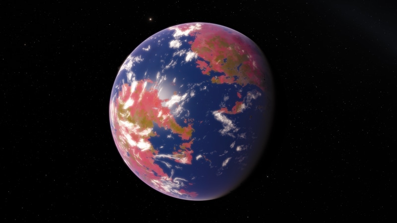 Digital artwork of an alien planet