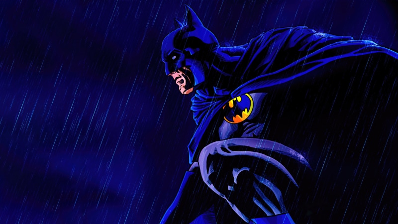 Batman in the rain