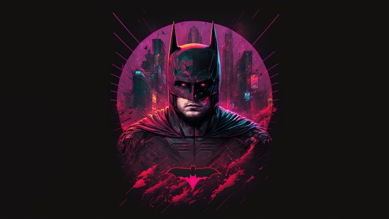 Batman in a neon city