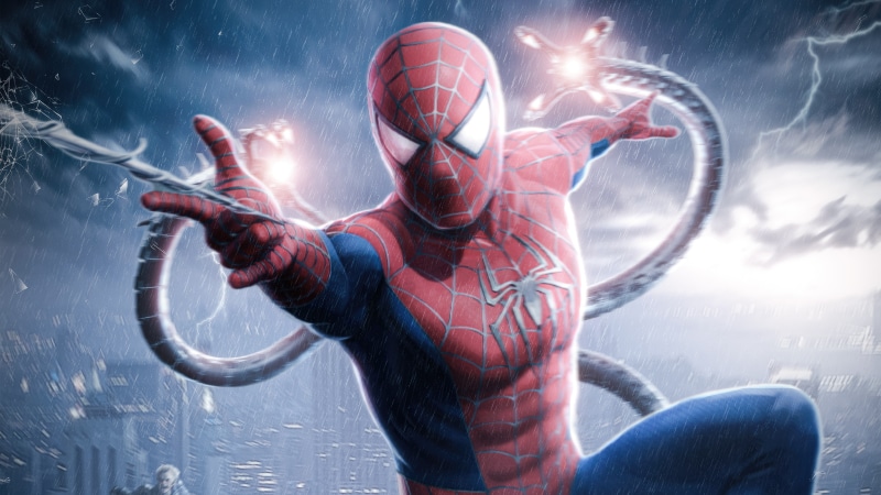 Spider-Man from Spider-Man: No Way Home in a fight