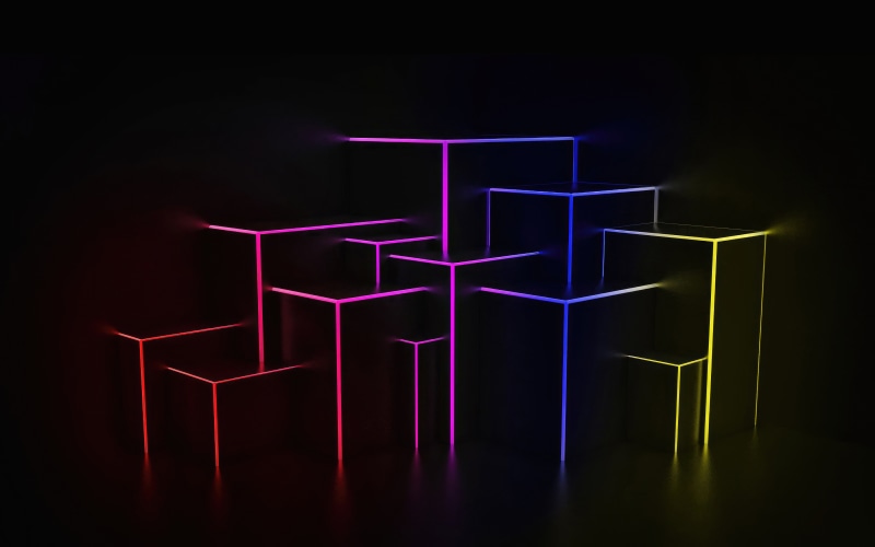 Abstract neon geometric shapes in 4K