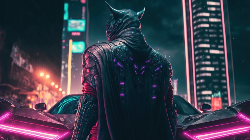 Cyberpunk Batman in a Neon City
