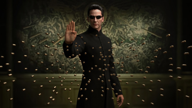 Neo from The Matrix stopping bullets