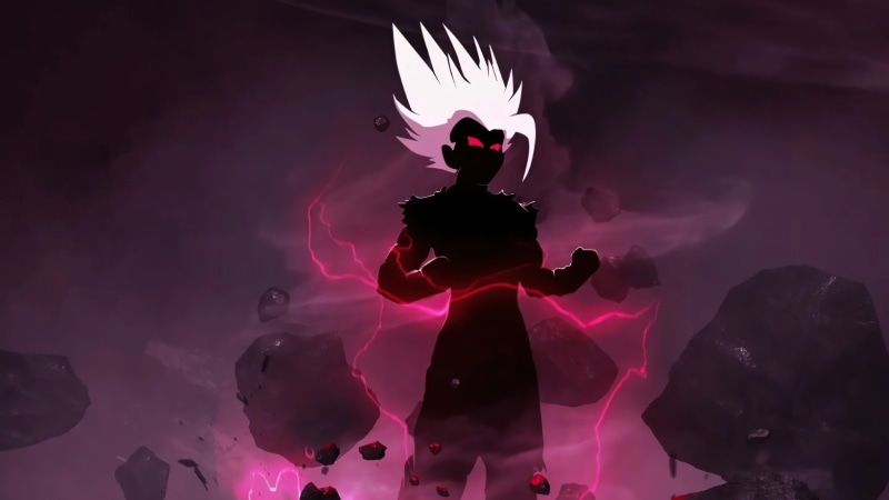 Anime boy with spiky white hair and red eyes