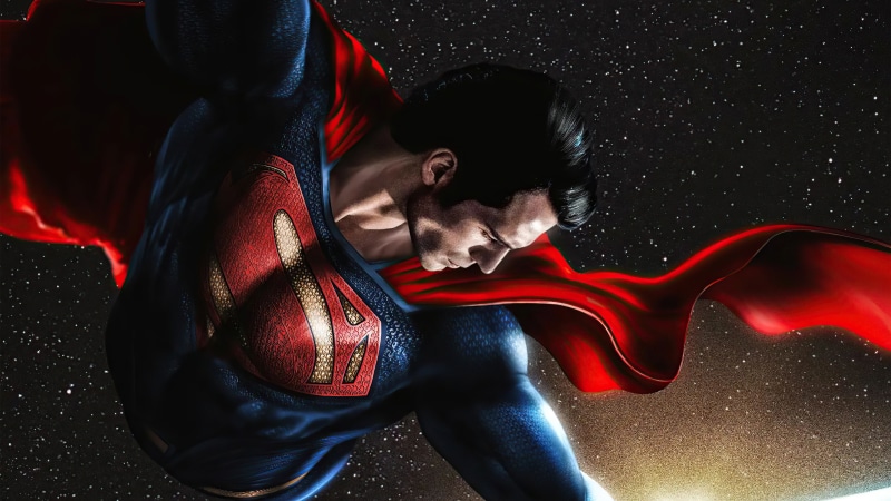 Superman flying in space 4K