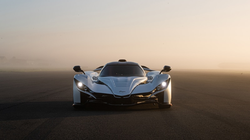 Praga Bohema supercar on a foggy road