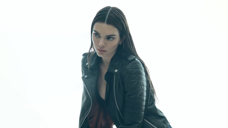 Kendall Jenner in a black leather jacket