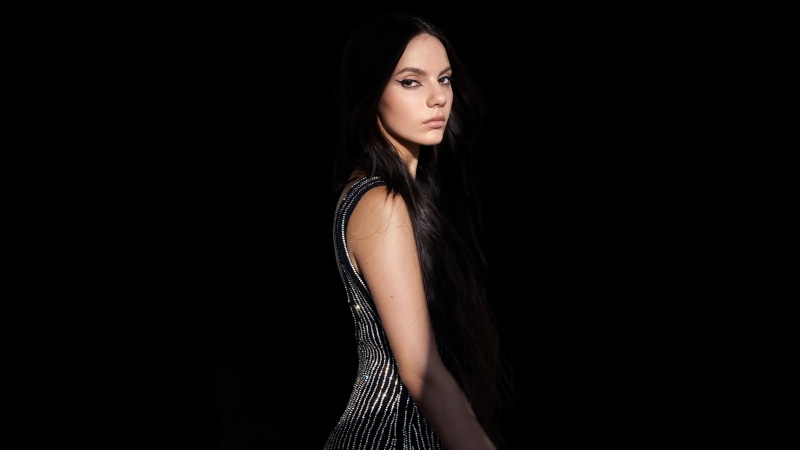 Dafne Keen in a sparkling dress