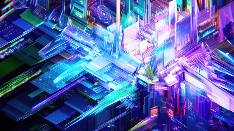 Abstract digital art with neon lights