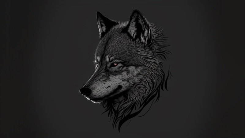 Minimalist digital artwork of a wolf in 4K