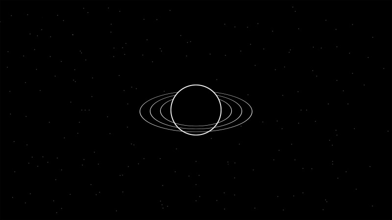 Minimalist planet with rings and stars