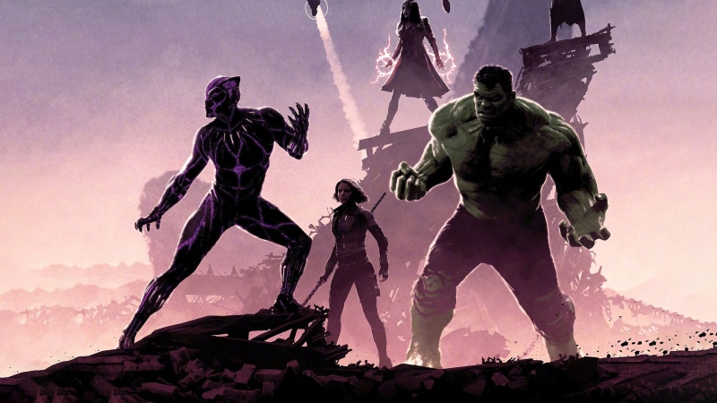 Black Panther, Hulk, and Scarlet Witch from Avengers: Infinity War