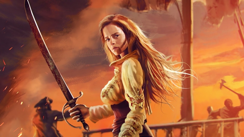 Emma Watson as a pirate with a sword