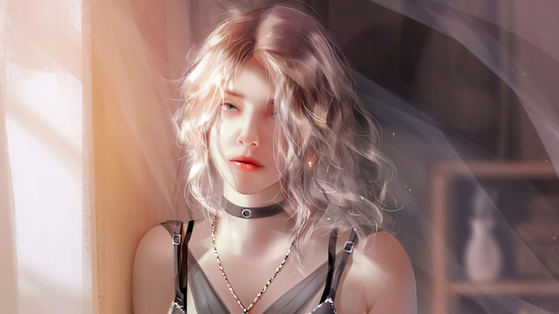 Digital art of a woman with blonde hair