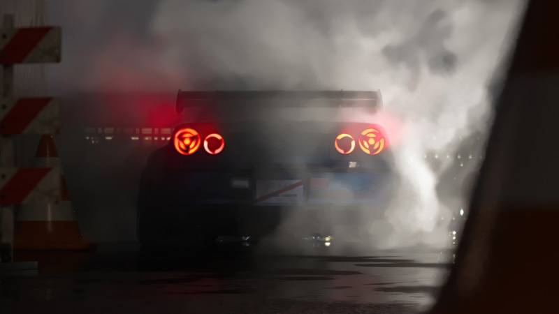 Nissan drifting car with smoke