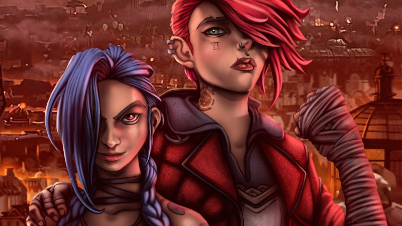 Jinx and Vi from League of Legends