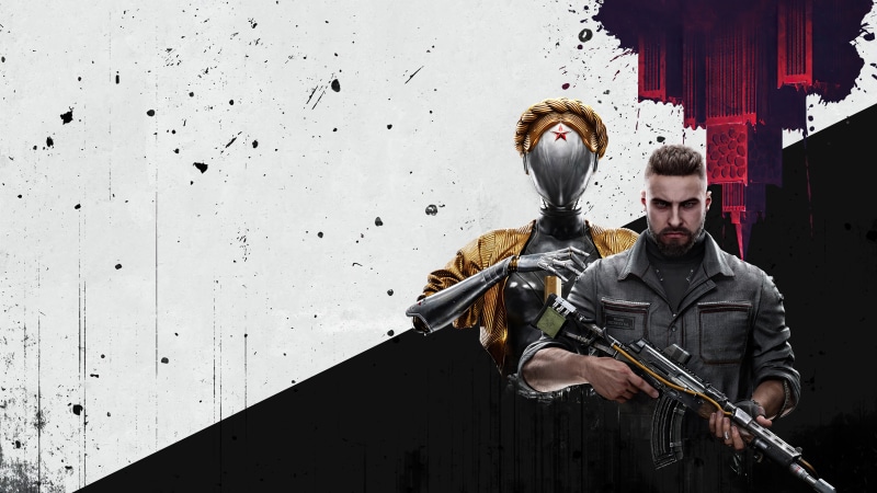 Atomic Heart game art with robot and soldier