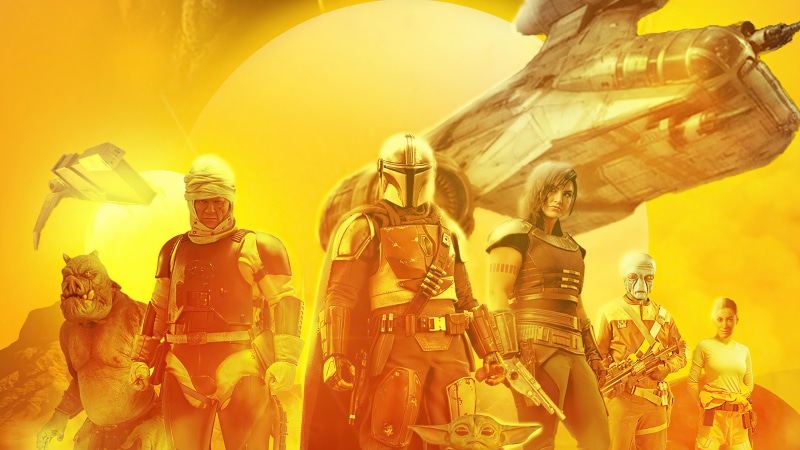 The Mandalorian and characters from Star Wars 4K