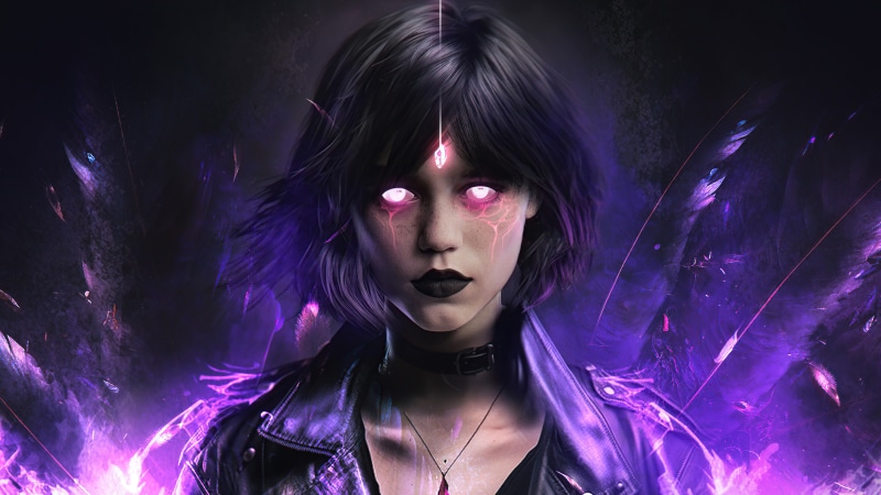 Digital Art of a Woman with Glowing Eyes