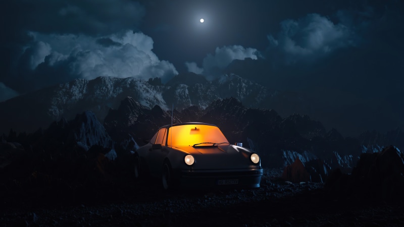 Digital art of a car at night
