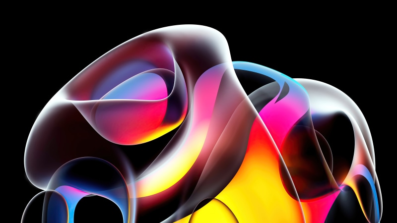 Abstract CGI shapes with vibrant colors on black background