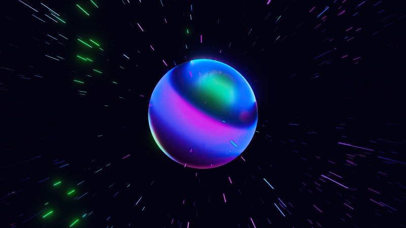 Abstract sphere with neon streaks 4K