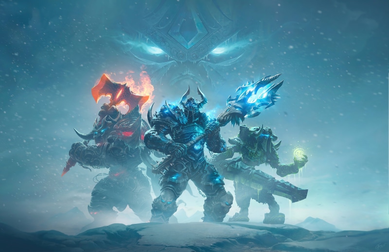 World of Warcraft characters in a snowy landscape