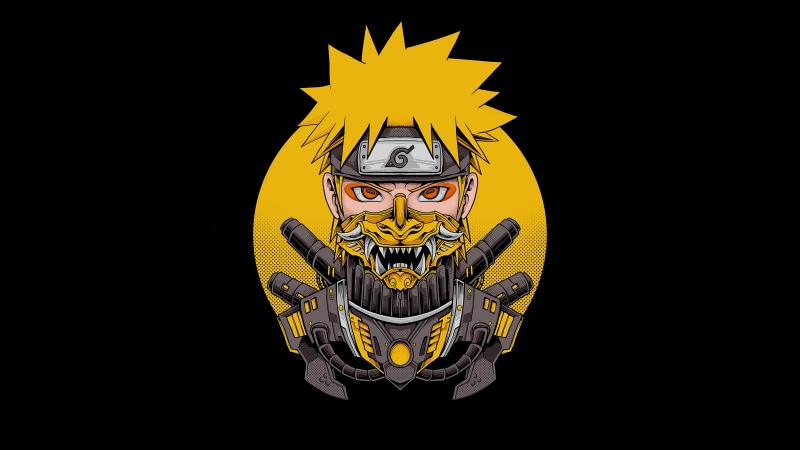 Naruto Uzumaki in a futuristic mask and armor
