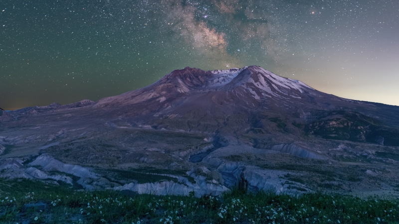 Mount St. Helens under the Milky Way