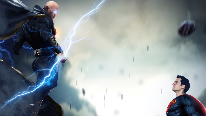 Black Adam and Superman in battle