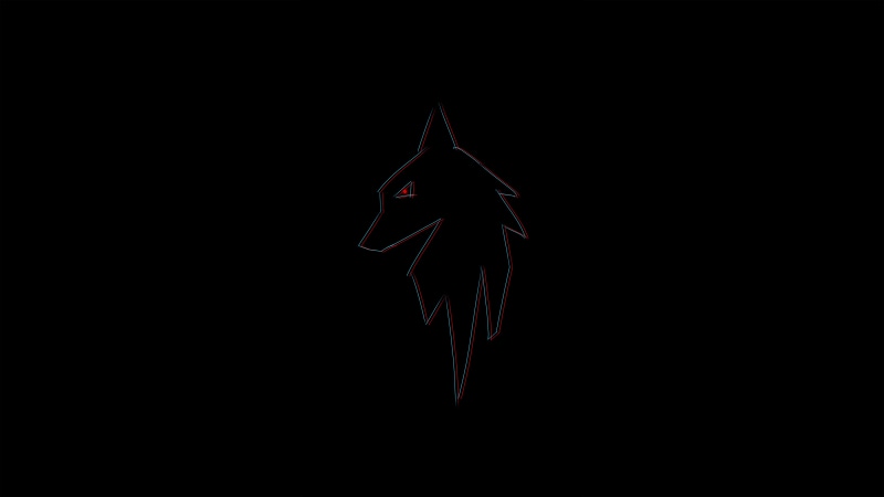 Wolf logo with red eye