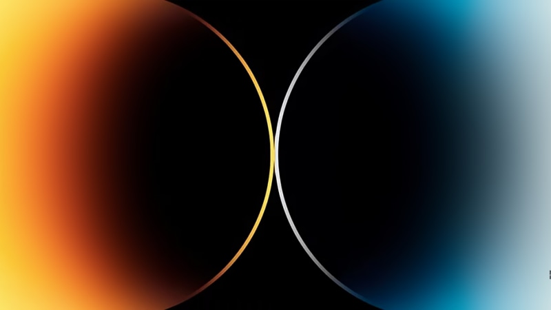 Abstract digital art with orange and blue gradients