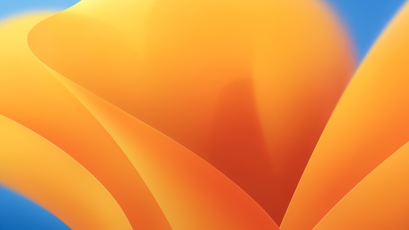 macOS Ventura abstract orange and blue wallpaper