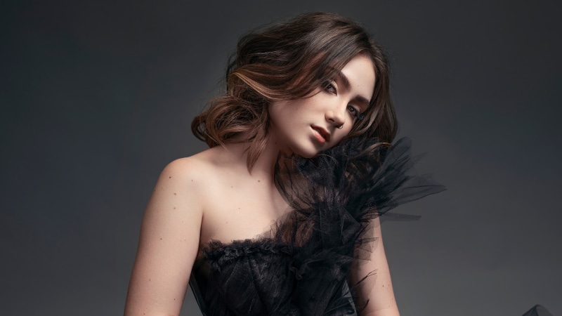 Model in a black dress