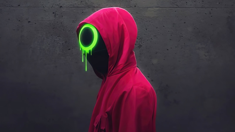 Squid Game character with green circle mask