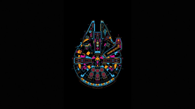 Minimalist Star Wars Millennium Falcon Artwork 4K