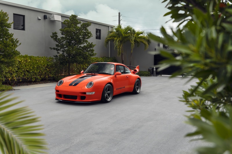 Orange Porsche 911 with Black Stripes