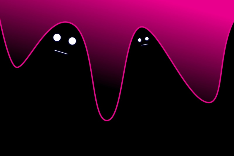 Minimalist digital art of two ghosts