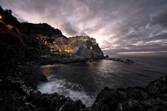 Manarola Village at Dusk, Cinque Terre, Italy