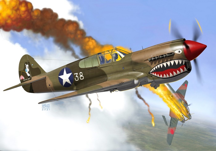 Curtiss P-40 Warhawk Shark Mouth Dogfight Victory