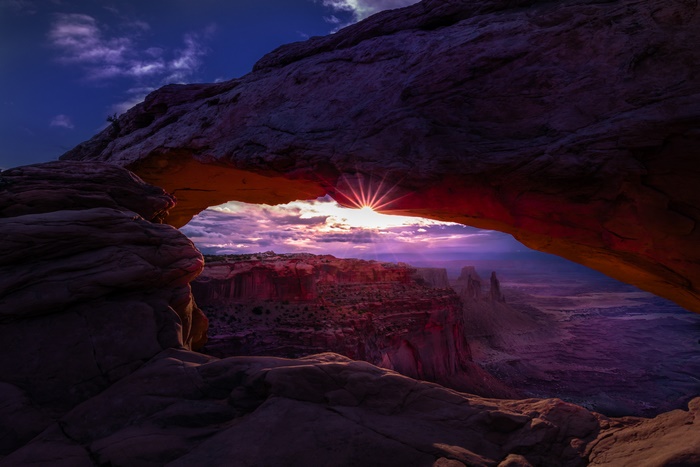Dramatic Mesa Arch Sunrise with Sunburst