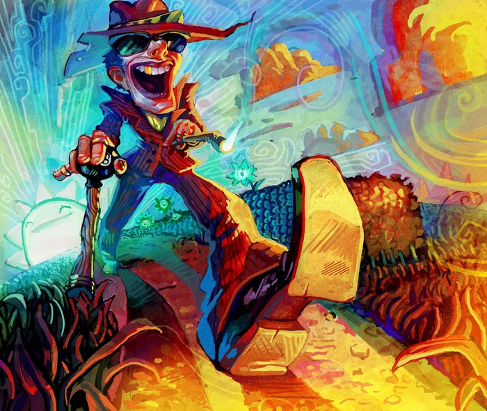 Liftshift HD: Grinning Man with Torch and Cane