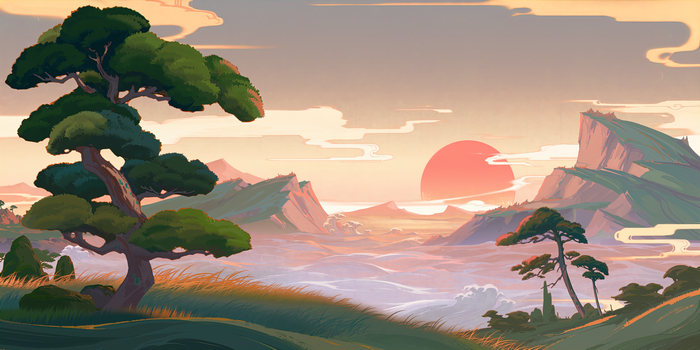 Inazuma Genshin Impact Sunset Landscape