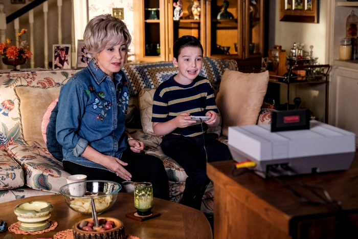 Young Sheldon and Constance Tucker playing video games