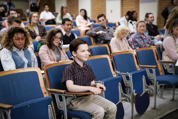 Young Sheldon Cooper in a lecture hall