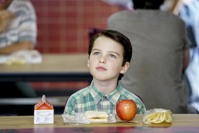 Sheldon Cooper looking up at school lunch