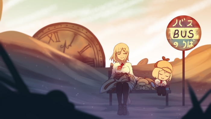 Watson Amelia and Smol Ame peaceful bus stop