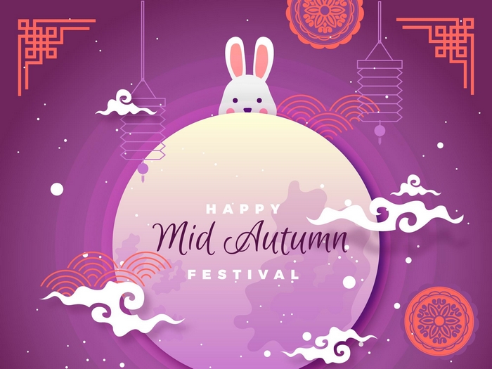 Happy Mid-Autumn Festival Moon and Rabbit
