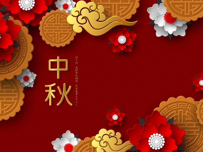 Mid-Autumn Festival Mooncakes and Flowers